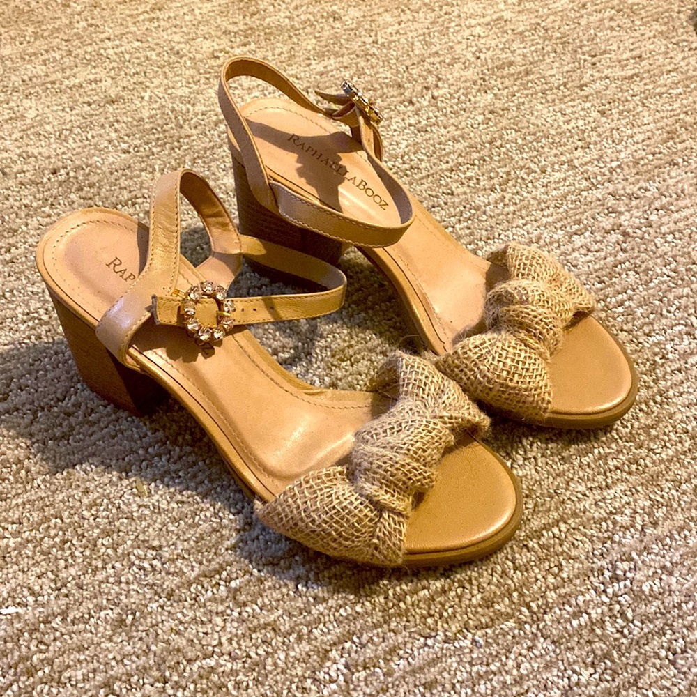 Anthropologie RaphaellaBooz Tan Heels Size 8- Made in Brazil